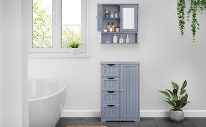 Armadietto Bagno Specchio da Muro Parete Mobile Bagno Sospeso con 2 Ante Mobiletto Pensile Mensola Ripiano Regolabile 58 x 56 x 13 cm