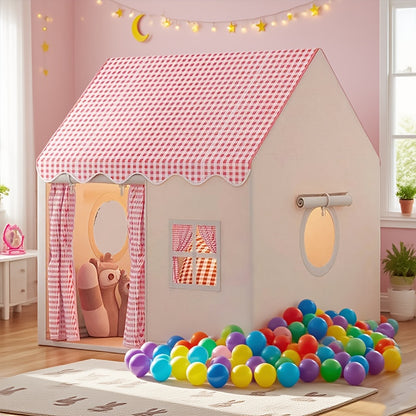 Tenda a scacchi rosa e bianca stile casa - Grande casetta da gioco per interni ed esterni per bambini | Pieghevole per una facile conservazione | Grande casa a scacchi rosa | Regalo perfetto per vacanze e compleanni per ragazzi e ragazze. Casa fantastica