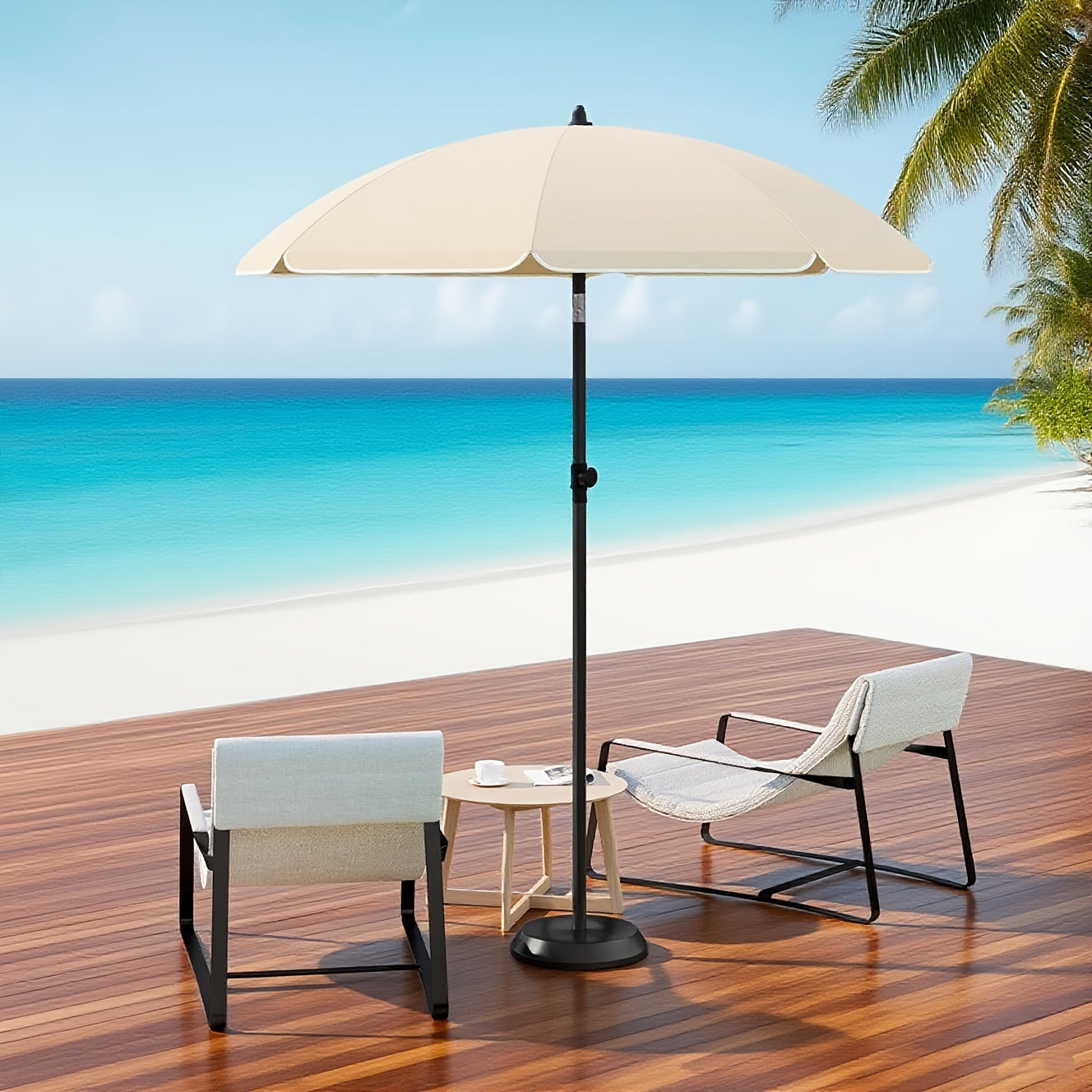 1 ombrellone da spiaggia, ombrello da balcone, protezione UV, ombrello a 8 stecche, stabile, regolabile, pieghevole a 45°, peso 180G/M², blocca efficacemente i raggi UV, portatile, compagno ideale per campeggio e giornate in spiaggia