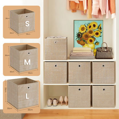 Scatole di Stoccaggio Pieghevoli, Set di 6, 30 x 30 x 30 cm, Adatte a Unità di Stoccaggio Cubiche, per Scaffali, Stoccaggio di Vestiti