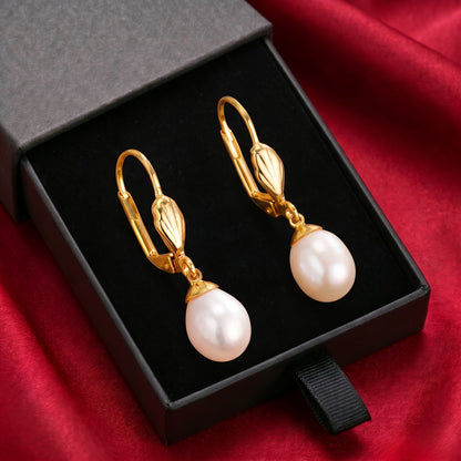 Un paio di orecchini da donna in argento 925, con chiusura a forma di D placcata in oro 18k, eleganti e lussuosi, adatti per uso quotidiano o banchetti serali, regalo per la festa della mamma, confezione regalo in scatola