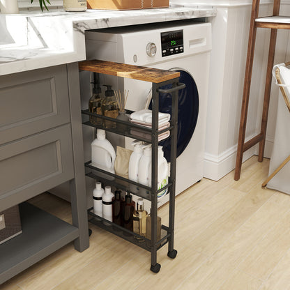 Carrello multiuso con rotelle, design sottile, si inserisce perfettamente negli spazi della cucina. Adatto per l'uso vicino alle cappe aspiranti, nei bagni e accanto ai frigoriferi.