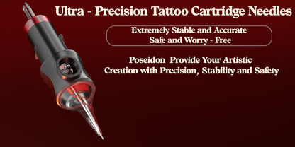 POSEIDON Kit Completo per Tatuaggi Wireless con 10 Aghi e Alimentatore - Pistola Rotary Professionale per Principianti, Penna con Display LCD, Compatibile con Aghi a Cartuccia (Adattatore Non Incluso) - Attrezzatura per Tatuaggi per Aspiranti