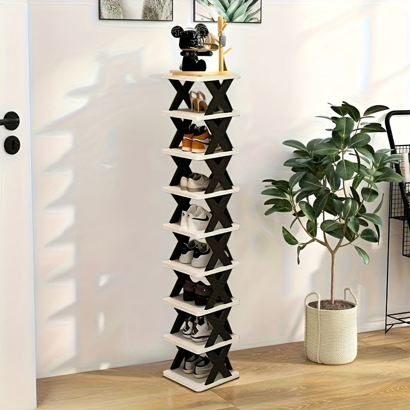Scaffale Angolare per Scarpe Risparmio Spazio - Alto e Stretto 6/9 Ripiani in Plastica Resistente per 6/9 Paia di Scarpe e Stivali, Soluzione Multiuso per Ingresso, Armadio, Garage, Soggiorno, Organizzatore per Scarpe da Casa, Scaffale Autoportante