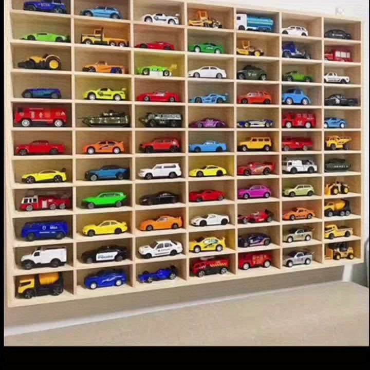 1 pz 1:64 Vetrina Espositiva da Muro in Legno per Modellini Auto - Mensola da Collezione Multiuso e Multi-Scena, Portaoggetti Sospeso Senza Trapano per Auto Diecast