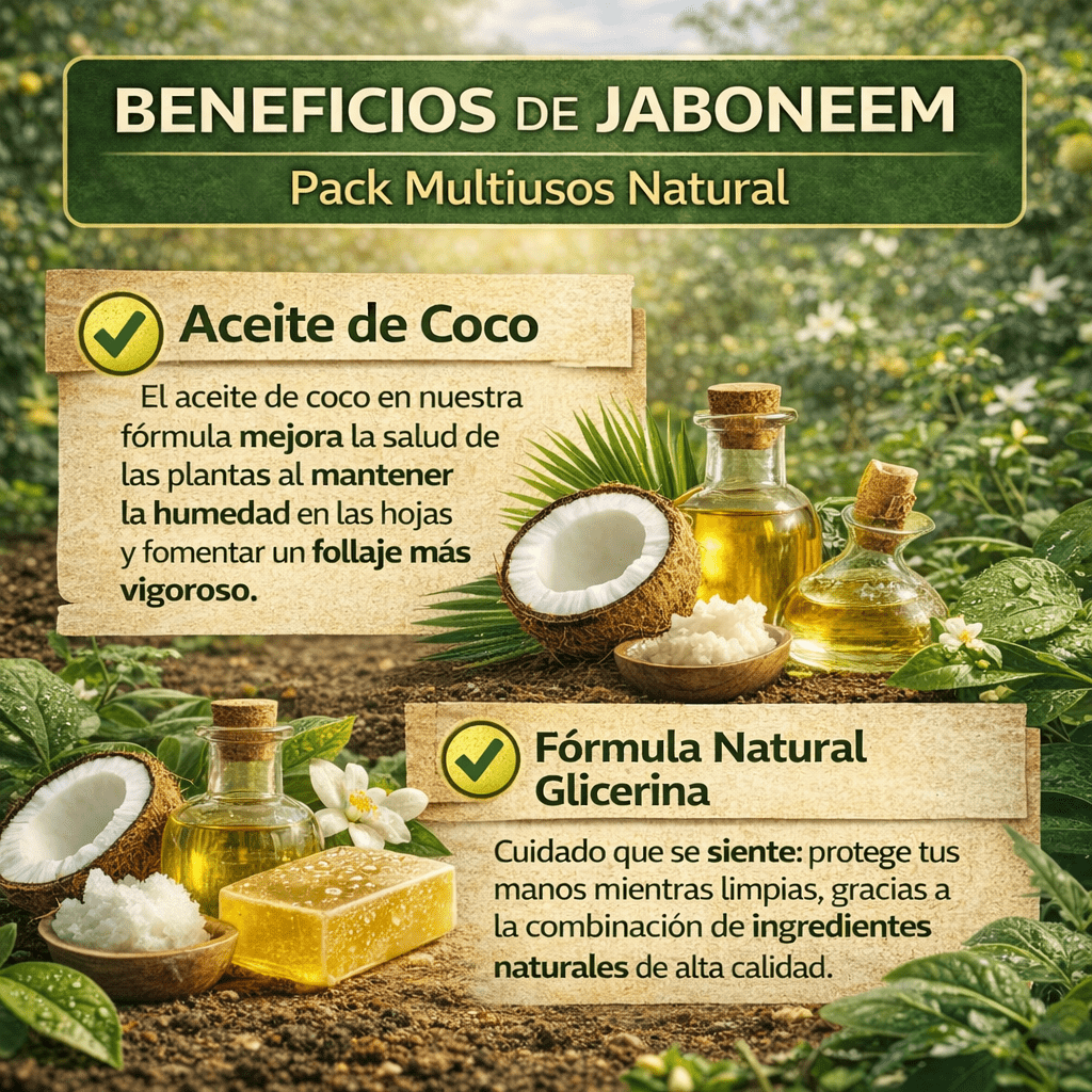 JaboNeem - Sapone al potassio con olio di cocco e di neem - 1L + 250ml - Soluzione multiuso - 100% biologico