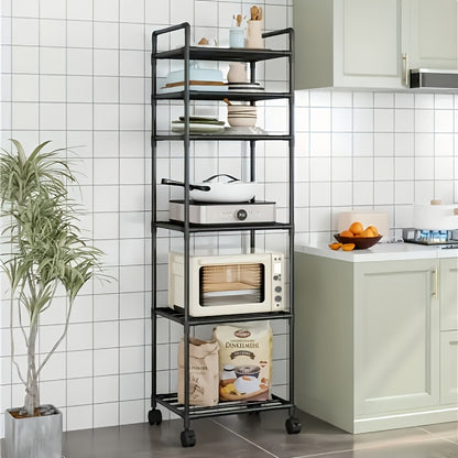 Scaffale portaoggetti a 5/6 ripiani con ruote - Organizer multistrato da 167.64 cm - Salvaspazio, regolabile e multifunzionale, adatto per cucina, bagno, soggiorno, ufficio e studio, soluzione di archiviazione perfetta, scaffale verticale, scaffale vertic