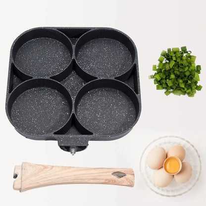 Padella Antiaderente a 4 Fori in Alluminio Perfetta per Uova Pancake Hamburger o Frittate