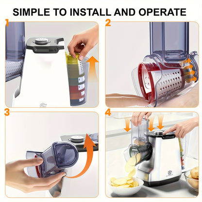 SUPERLEX Combo Tagliaverdure 5-in-1 e Centrifuga per Insalata con Lame in Acciaio Inox per Affettare, Tritare e Asciugare a Secco Insalata, Verdure a Foglia e Frutta. Perfetto per l'Uso Quotidiano in Cucina, Ideale per Preparare Insalate