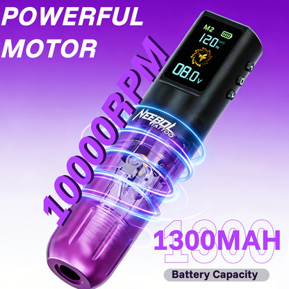 Neebol Kit Completo Macchina per Tatuaggi, Pistola per Tatuaggi Senza Fili con Display, 3 Modalità di Memoria, Set Penna Rotativa Wireless per Tatuaggi, Lunga Durata della Batteria, 20 Aghi a Cartuccia, Inchiostro per Tatuaggi Colorato, Forniture per Tatu