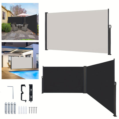 Tenda Laterale Parasole, 160X300Cm/180X300Cm/200X300Cm Protezione Solare, Schermo Privacy, Protezione Vento, per Balcone, Terrazza, Giardino, Grigio/Grigio Scuro