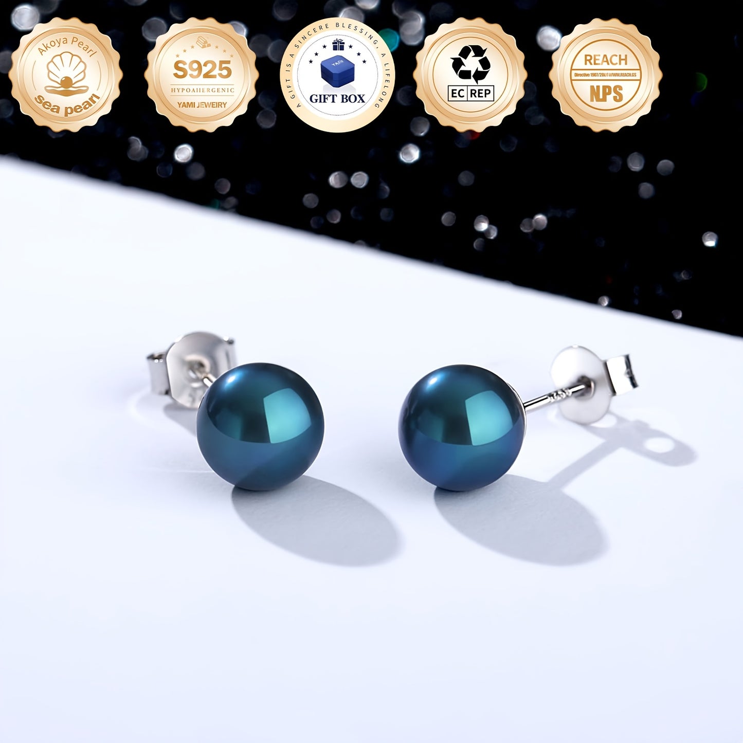 Orecchini rotondi neri in perle di mare coltivate in acqua salata, argento sterling S925, per mamma, fidanzata, amante, il miglior regalo per tutte le feste
