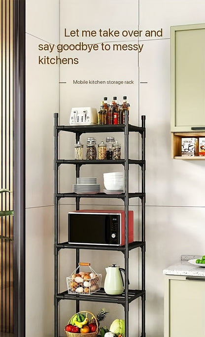 Scaffalatura verticale versatile a 6 ripiani per riporre oggetti in casa, adatta per cucina, bagno e camera da letto. Facile da montare e utilizzabile in più scenari., Scaffale autoportante