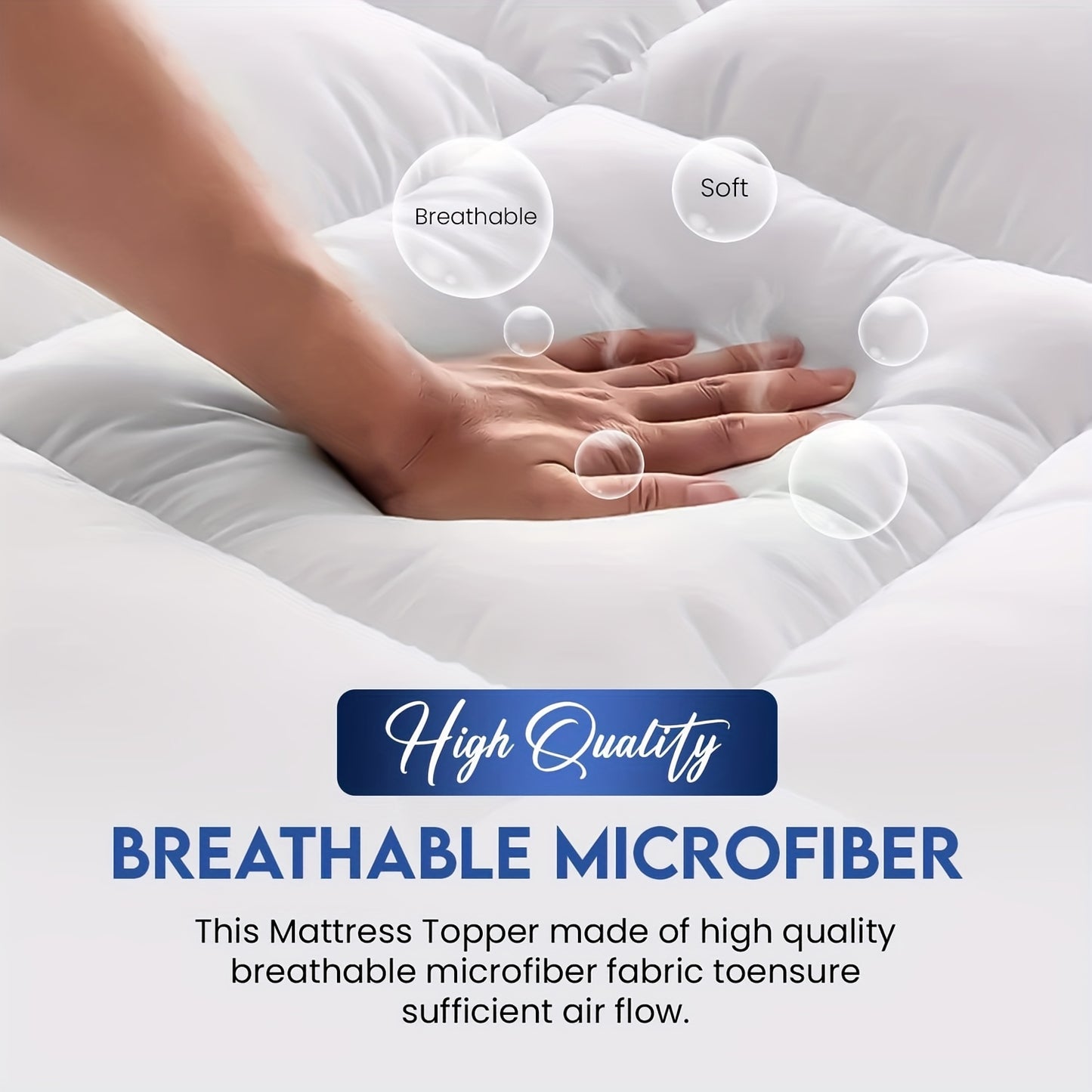 Rialzo per materasso da 10 cm ad alta imbottitura di qualità alberghiera, ultra-morbido con cinghie di ancoraggio elastiche, adatto a materassi fino a 40 cm, previene lo spostamento e garantisce una distribuzione uniforme del peso