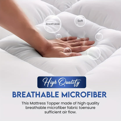 Rialzo per materasso da 10 cm ad alta imbottitura di qualità alberghiera, ultra-morbido con cinghie di ancoraggio elastiche, adatto a materassi fino a 40 cm, previene lo spostamento e garantisce una distribuzione uniforme del peso