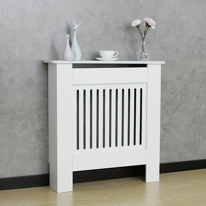 Pannello copriradiatore extra alto 92 cm/27" - Autoportante - Adatto per radiatori orizzontali/verticali, pannello con porta, ripiano e barriera con vano portaoggetti, unità da assemblare