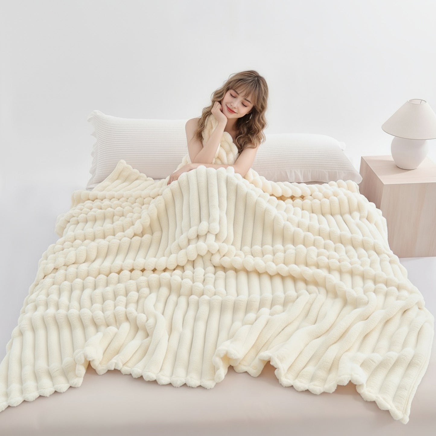 [Magazzino Locale] Trapunta di Lusso, Set Piumone Misura Queen e King, Coperta Morbidissima e Soffice, Traspirante e Leggera, Copriletto per Tutte le Stagioni, Coperta Plaid Multifunzionale per Divano, Ufficio, Viaggio, Estetica Arredo Stanza, Regalo per