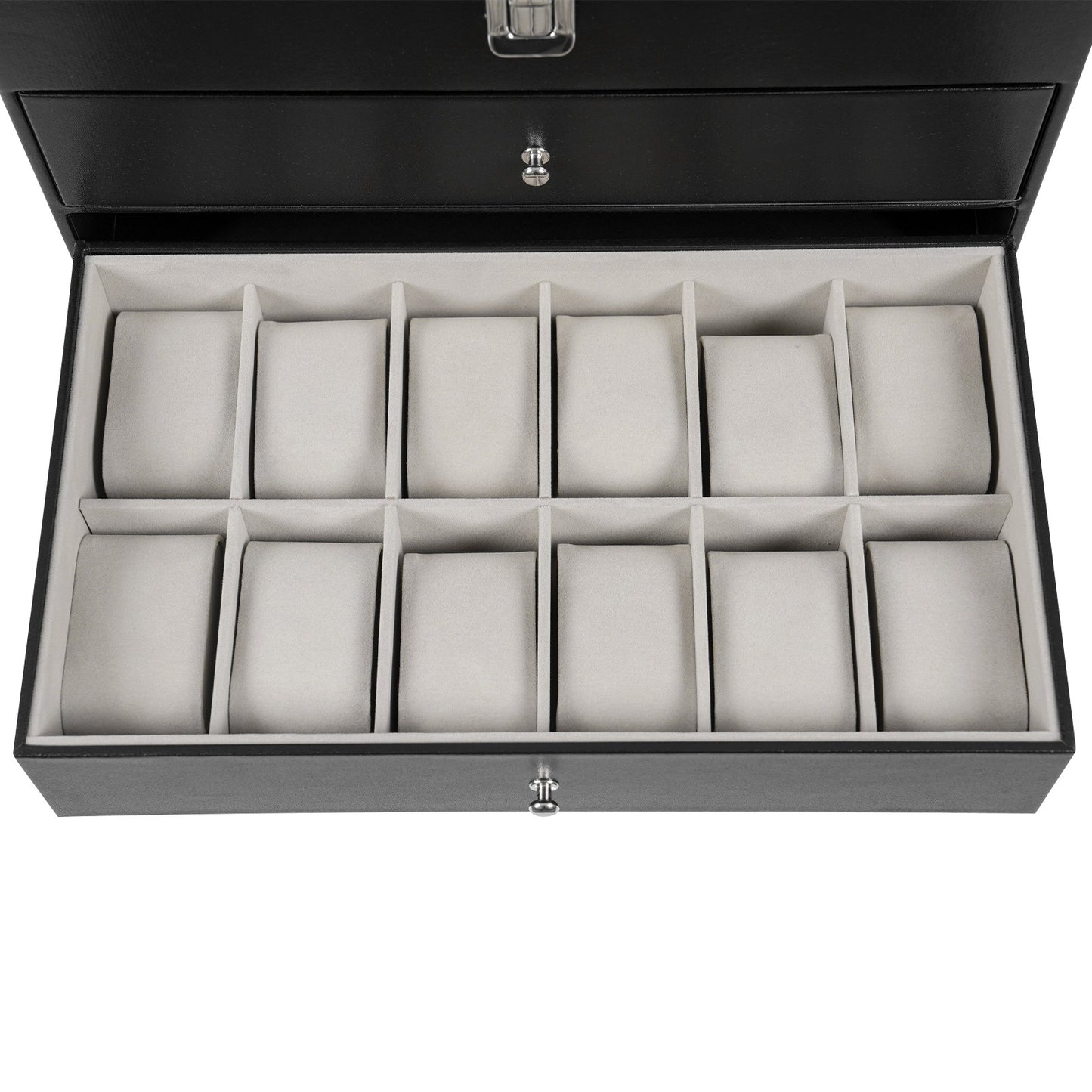 Scatola portaocchiali e orologi a 3 strati con 24 scomparti, custodia organizzatrice per occhiali da vista alla moda per donna e uomo - Portaocchiali portaoggetti multiplo con cassetto, coperchio in vetro e passante per esterni