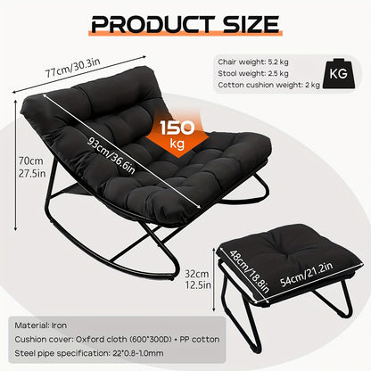 Poltrona a Dondolo per Soggiorno Moderna con Funzione Reclinabile, Poltrona a Dondolo per Casa, Dondolo di Lusso per da Letto, Disponibile nei Colori Nero e Grigio, Perfetta per il Tempo Libero in Famiglia, Regalo Ideale per le Vacanze, Adatta a Tutte e Q