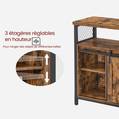 Armadio contenitore, credenza, mobile da cucina con due ante scorrevoli, dimensioni 33 x 100 x 80 cm, ripiani regolabili, stile rustico, adatto per cucine.