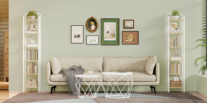 Libreria, Scaffale, Scaffale a Piedi, Libreria Stretta, Scaffale Angolare Industriale, Scaffale Sottile per Ufficio Domestico, Soggiorno, Camera da Letto, Cucina, 6 Ripiani Vintage Marrone-Nero