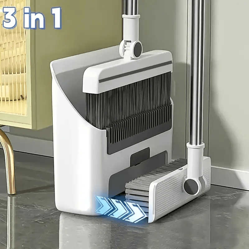 Kit di pulizia per la casa 3-in-1: Scopa a setole morbide, paletta e set di spazzole - Antiaderente, ideale per casa, ufficio, scuola, dormitorio - Regalo di Natale perfetto, spazzola per la pulizia