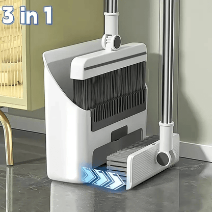 Kit di pulizia per la casa 3-in-1: Scopa a setole morbide, paletta e set di spazzole - Antiaderente, ideale per casa, ufficio, scuola, dormitorio - Regalo di Natale perfetto, spazzola per la pulizia