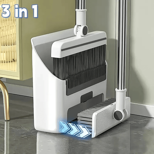 Kit di pulizia per la casa 3-in-1: Scopa a setole morbide, paletta e set di spazzole - Antiaderente, ideale per casa, ufficio, scuola, dormitorio - Regalo di Natale perfetto, spazzola per la pulizia