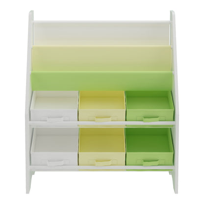 Scaffale per bambini 'Ponteceso' con 2 scomparti portaoggetti e 6 contenitori pieghevoli, 74 x 62 x 26,5 cm