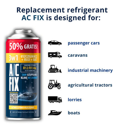 Kit 2x R134a AC FIX per Ricarica Refrigerante Climatizzatore Auto, Olio, Sigillante, Colorante UV, Essiccatore A/C, Filettatura Riutilizzabile per Bomboletta, Assistenza Fai da Te per Climatizzatore Auto, Per Veicoli Prodotti dal 1994 al 2016, Ricarica Ef