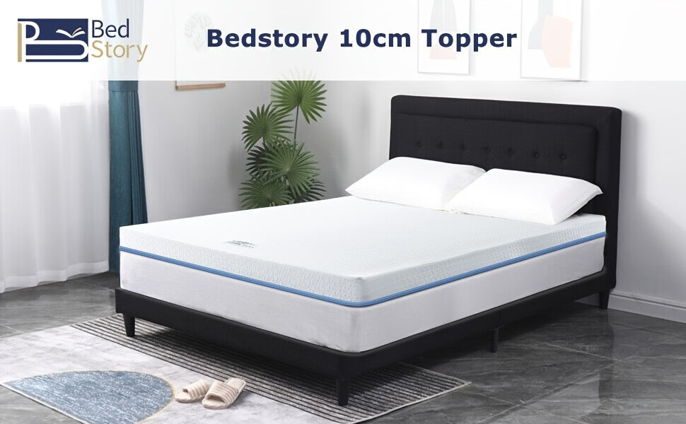 Coprimaterasso BedStory 90x200cm 140x200cm 160x200cm 180x200cm, 10cm, Due Livelli di Durezza, Coprimaterasso in Gel Memory Schiuma Fredda H2&H3 di Durezza Media con Fodera Rimovibile e Lavabile, Traspirante e Confortevole per Letto a Doghe, Letto Scomodo
