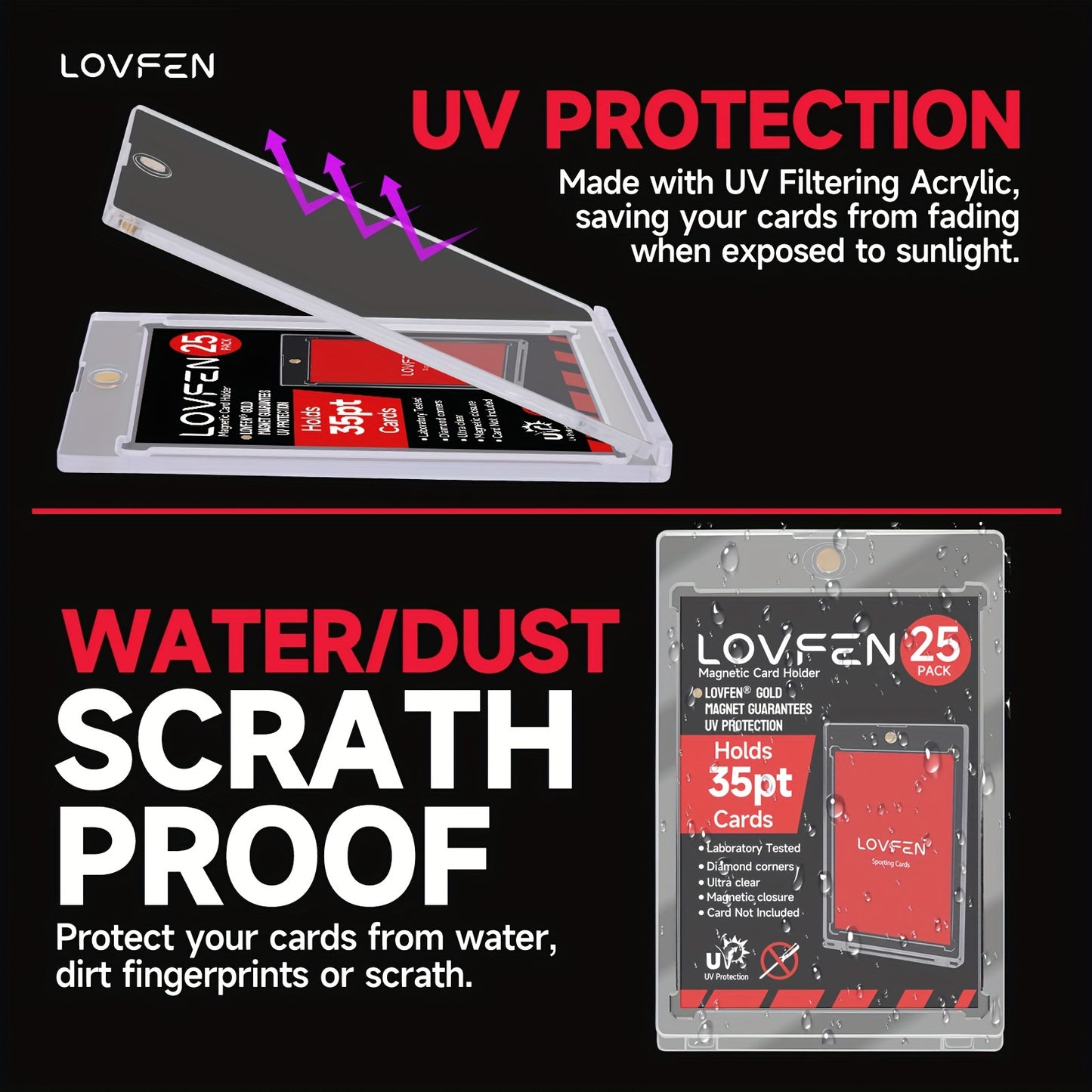 50 Pezzi Porta Carte Magnetico Ultra-Resistente - Custodie Protettive con Struttura in Plastica Rigida, Protezione per Carte Spessa 35Pt per Baseball e Carte da Collezione, Regali Perfetti per Natale e Halloween