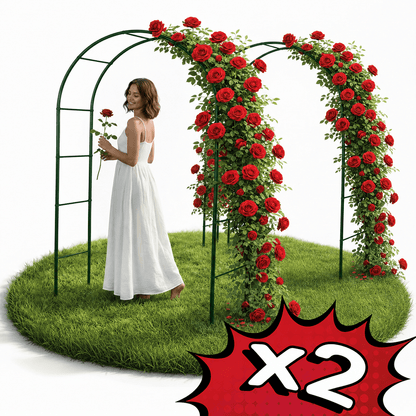 Arbor - Set di 2 pergole da giardino ad arco da 240 cm, supporto in metallo per piante rampicanti, rose, fiori, struttura per pergola da giardino ad arco per piante da giardino, decorazione da giardino, ingresso per matrimoni, patio, terreno, costruzione