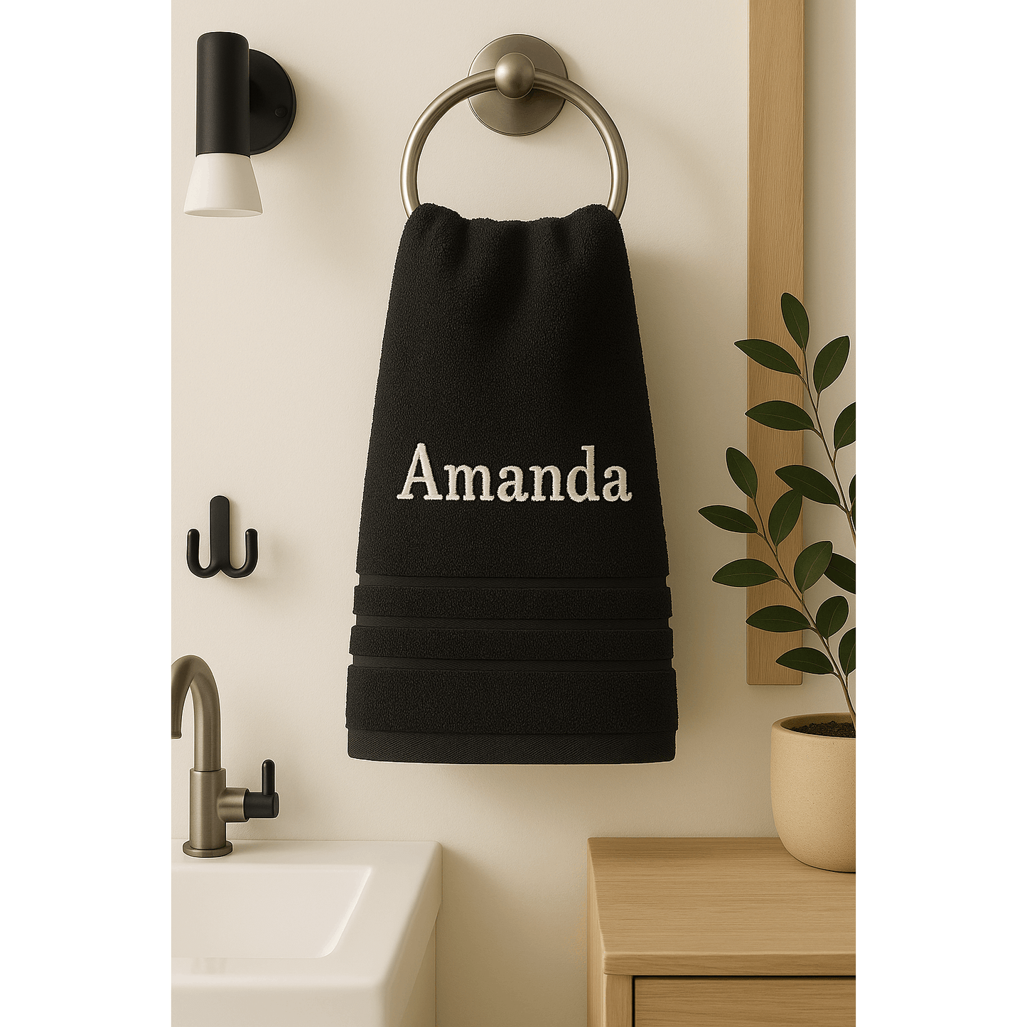Asciugamano da Bagno Personalizzato con Nome - Ricamo Elegante, Asciugamano in Cotone Su Misura