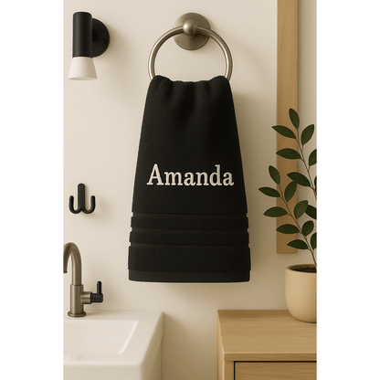Asciugamano da Bagno Personalizzato con Nome - Ricamo Elegante, Asciugamano in Cotone Su Misura