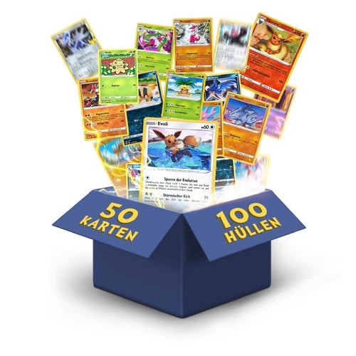 50 Carte Pokémon Originali Varie | Inglese | 3x Ologramma | 3x Rare | Carte da Collezione degli Ultimi Set | Perfette per Natale + 100 Custodie