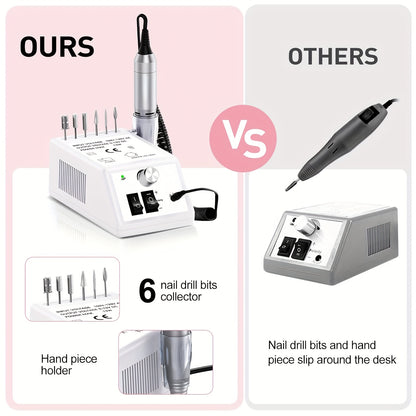 Fresatrice elettrica per unghie 20000RPM, set per unghie in acrilico, lima per unghie, rimozione smalto gel per manicure con 1 confezione di strisce abrasive, lega di alluminio