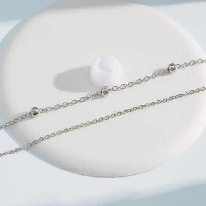 Catena alla caviglia da donna placcata in argento 925, a 2 strati con ciondolo a cuore Strass, elegante gioiello estivo da spiaggia, catena alla caviglia regolabile in stile boho, 20+7 cm, regalo per donne