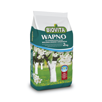 Calce per sbiancare alberi, arbusti e deacidificazione del terreno, 2 kg Biovita