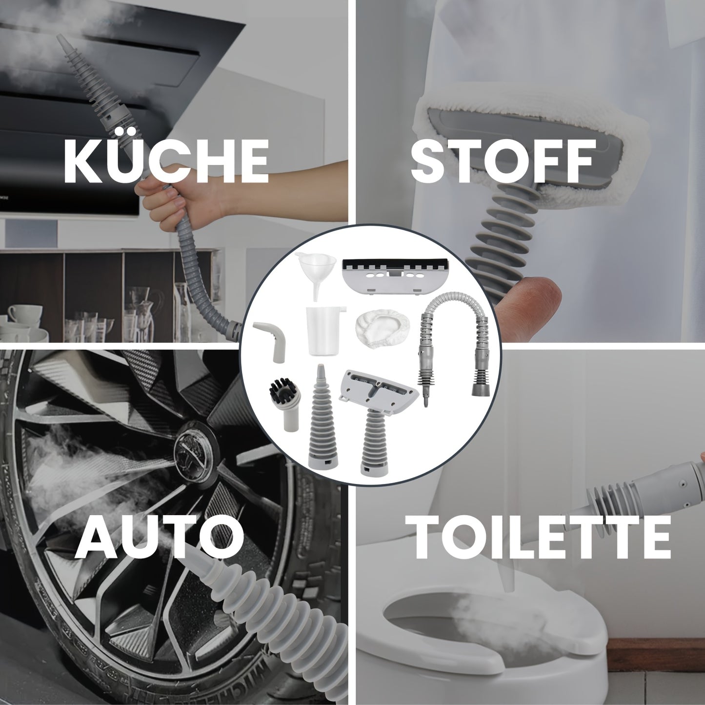 SUPERLEX 1050W Pulitore a Vapore Portatile con Blocco di Sicurezza - Vaporizzatore Multiuso per Uso Domestico, Tappeti, Auto, Pavimenti, Finestre & Divani, Rimozione Macchie con Additivi