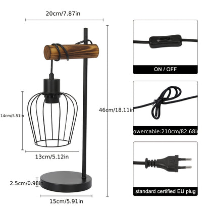 Lampada da comodino retrò a singola lampada, Lampada da tavolo per soggiorno in stile industriale, Dotata di interruttore, Lampadina non inclusa (ti aiuta a creare il tuo stile unico).