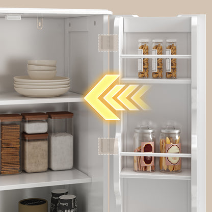 Credenza pensile per cucina - Mobiletto a pavimento con 2 cassetti e 2 ante - 60x40x120cm - Armadi da cucina bianchi