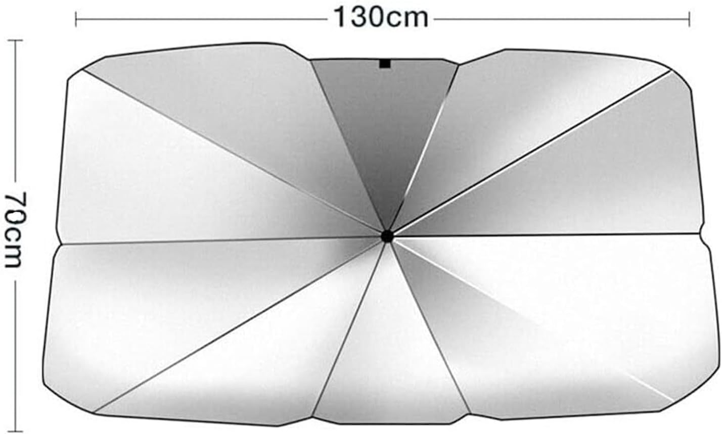 Cecaro Group 2 PEZZI Parasole auto ad ombrello, parabrezza interno auto ombrello con apertura rapida, parasole per auto protezione dal sole raggi UV 130x75 cm