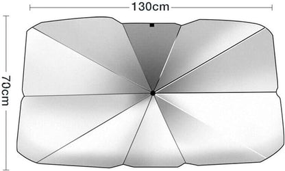 Cecaro Group 2 PEZZI Parasole auto ad ombrello, parabrezza interno auto ombrello con apertura rapida, parasole per auto protezione dal sole raggi UV 130x75 cm