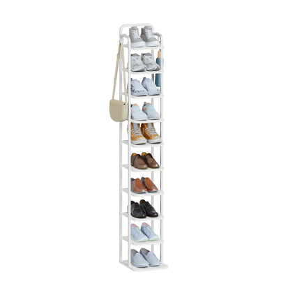 Scarpiera verticale, organizzatore per scarpe, torre portascarpe salvaspazio, autoportante, regolabile, 10 ripiani