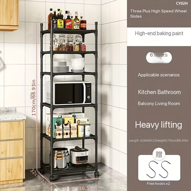 Scaffalatura verticale versatile a 6 ripiani per riporre oggetti in casa, adatta per cucina, bagno e camera da letto. Facile da montare e utilizzabile in più scenari., Scaffale autoportante