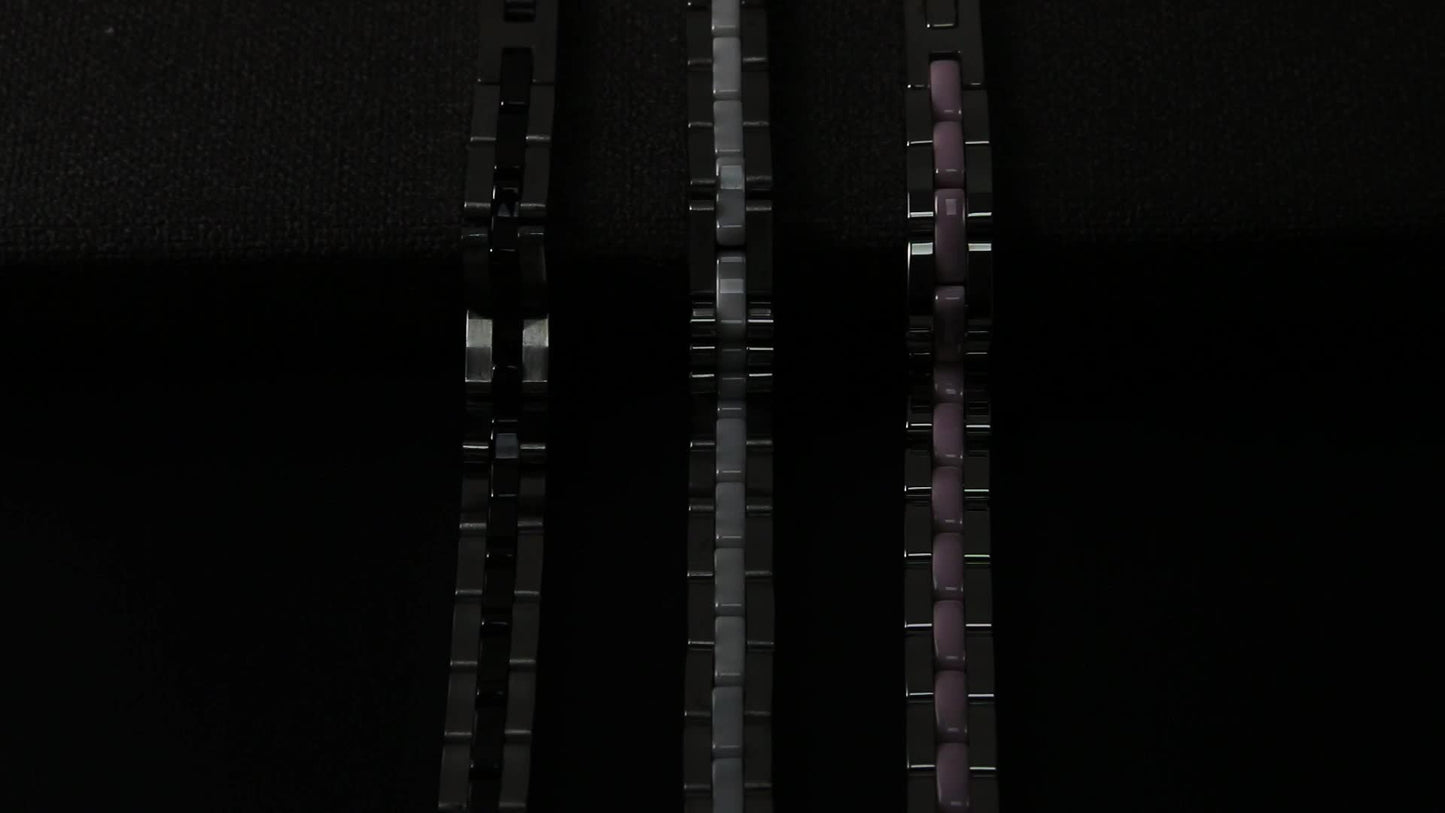 Bracciale a fascia in ceramica da donna JewelryWe: Braccialetti a catena con maglie in ceramica e acciaio inossidabile ipoallergenico per donna per San Valentino e Festa della Mamma