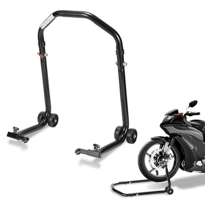 Cavalletto per moto anteriore/trasversale, cavalletto di assemblaggio per moto fino a 300 kg, sollevatore per moto, cavalletto a bilanciere per moto con doppia ruota, cavalletto per moto ad alta stabilità (Nero/Rosso)