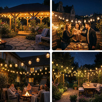 Catena Luminosa Solare da Esterno, 15M/20M/30M LED Luci da Giardino Dimmerabili Timer 8 modalità di illuminazione regolabili per Picnic Turistici, Atmosfera Decorativa, Illuminazione Cortile, Feste di Matrimonio, Cortili Esterni, Pergola Patio