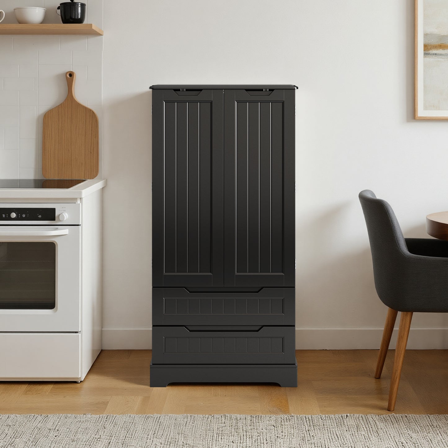 Credenza pensile per cucina - Mobiletto a pavimento con 2 cassetti e 2 ante - 60x40x120cm - Armadi da cucina bianchi